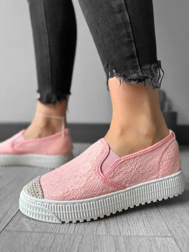 Espadrile dama casual roz Y602