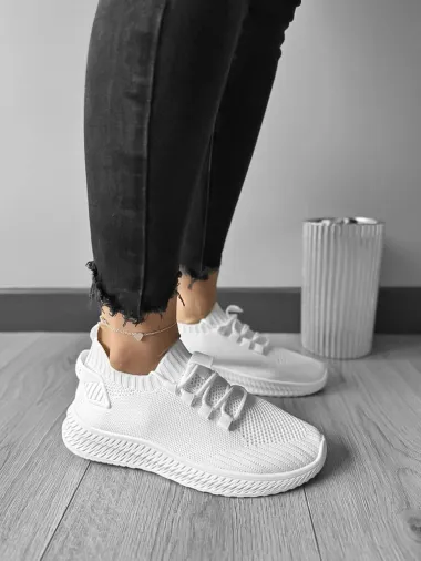 Adidasi dama casual din panza, albi 91 T13-1