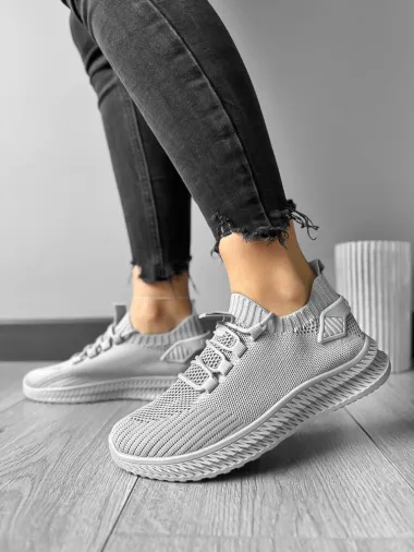 Adidasi dama casual din panza, gri 91 T50-3