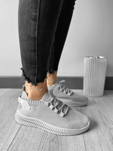 Adidasi dama casual din panza, gri 91 T50-3