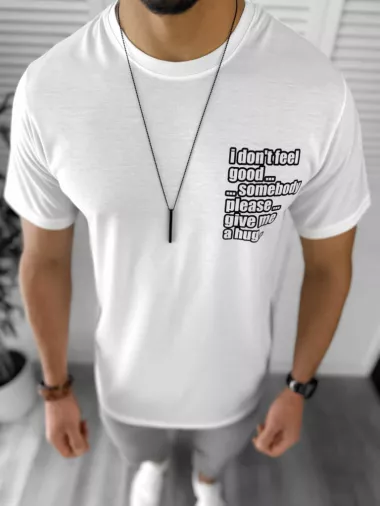 Tricou barbati alb cu imprimeu pe spate 12448 41-1