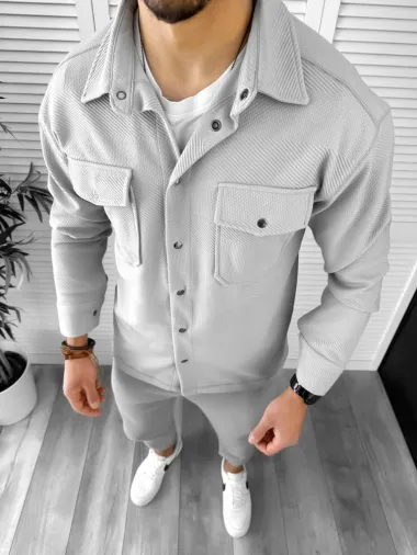 Camasa barbati casual gri 12504 14-1