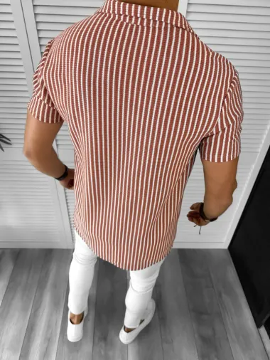 Camasa barbati casual grena cu dungi 12506 P19-1.3