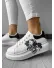 Adidasi dama casual albi cu imprimeu negru FCL705 T15-4