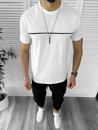Tricou barbati slim fit alb 12462 P20-6.1
