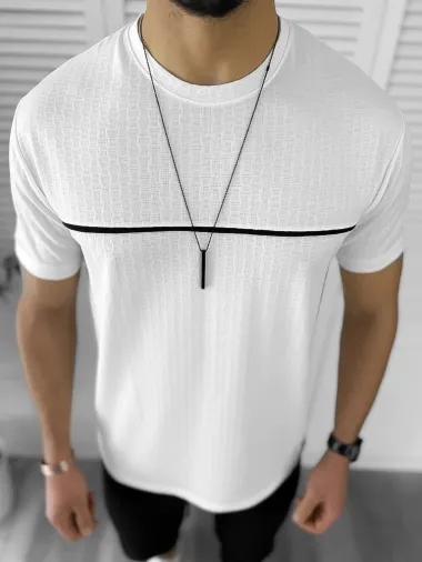 Tricou barbati slim fit alb 12462 P20-6.1