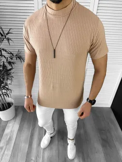 Tricou barbati slim fit crem 12466 O1-4.3