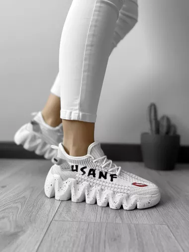 Adidasi dama casual din panza, albi H28 N12-2