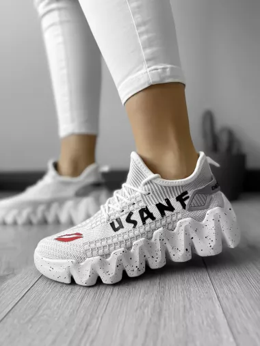 Adidasi dama casual din panza, albi H28 N12-2