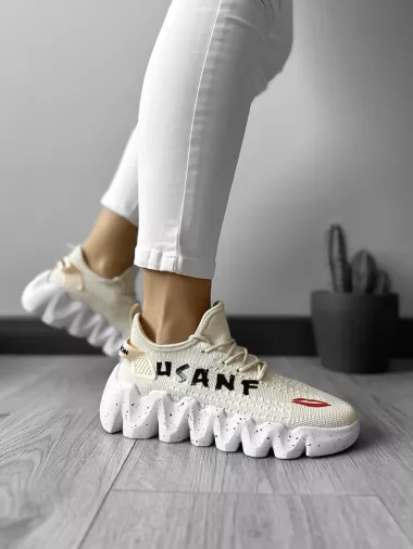 Adidasi dama casual din panza, bej H28 N12-2