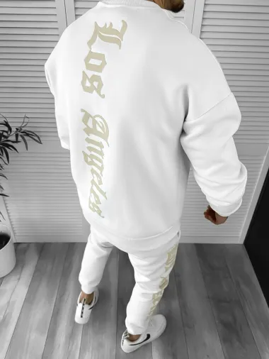 Trening barbati slim fit alb Pantaloni + Hanorac K005 Y4