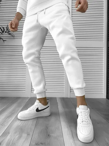 Trening barbati slim fit alb Pantaloni + Hanorac K005 Y4