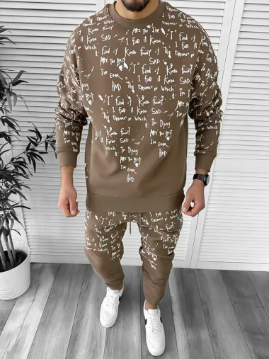 Trening barbati slim fit maro Pantaloni + Hanorac k172 D5-1.3