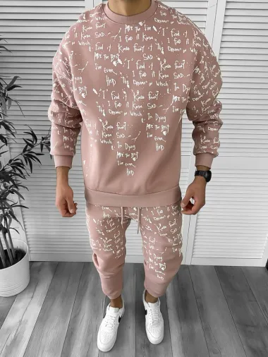 Trening barbati slim fit roz Pantaloni + Hanorac k172 55-4