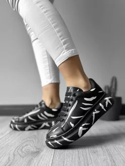 Adidasi dama casual cu talpa inalta, negri B977 N12-3