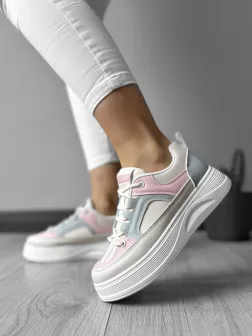Adidasi dama casual cu talpa inalta, bej cu roz CL2309 N8-3