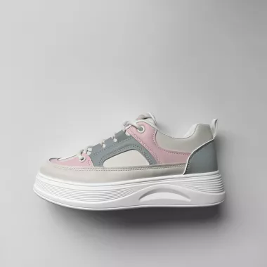 Adidasi dama casual cu talpa inalta, bej cu roz CL2309 N8-3