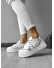 Adidasi dama casual cu talpa inalta, albi cu gri CL2333 T7-1