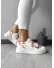 Adidasi dama casual cu talpa inalta, albi cu orange CL2333 T7-1