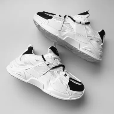 Adidasi dama casual cu talpa inalta, albi cu negru CL2401 T5-4