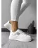 Adidasi dama casual cu talpa inalta, albi cu gri CL2402 T3-2