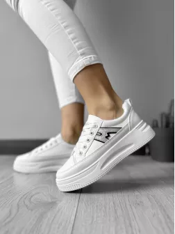 Adidasi dama casual cu talpa inalta, albi CL2402 T53-2