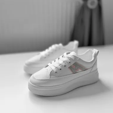 Adidasi dama casual cu talpa inalta, roz CL2402 T3-2