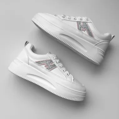 Adidasi dama casual cu talpa inalta, roz CL2402 T3-2