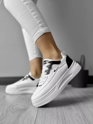 Adidasi dama casual cu talpa inalta, albi CL2403 T5-2