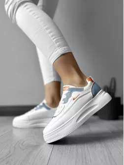 Adidasi dama casual cu talpa inalta, alb cu albastru CL2403 T5-2