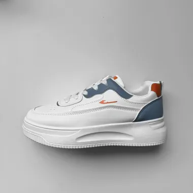 Adidasi dama casual cu talpa inalta, alb cu albastru CL2403 T5-2