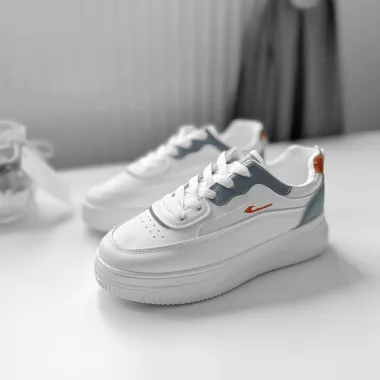 Adidasi dama casual cu talpa inalta, alb cu albastru CL2403 T5-2