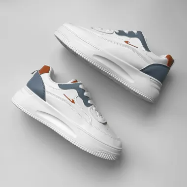 Adidasi dama casual cu talpa inalta, alb cu albastru CL2403 T5-2