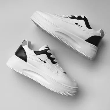 Adidasi dama casual cu talpa inalta, albi CL2403 T5-2