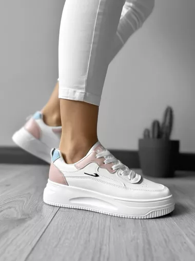 Adidasi dama casual cu talpa inalta, roz CL2403 T5-1