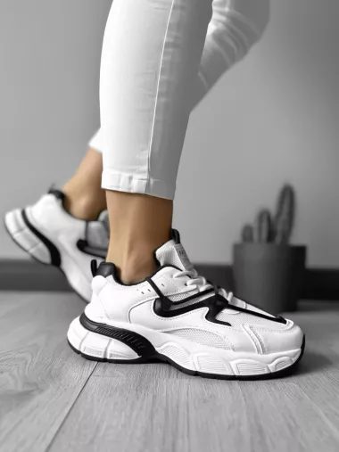 Adidasi dama casual cu talpa inalta, albi CL2405 N6-3