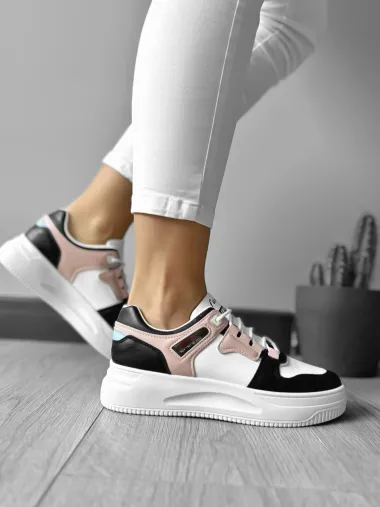 Adidasi dama casual cu talpa inalta, negri CL2407 T53-3