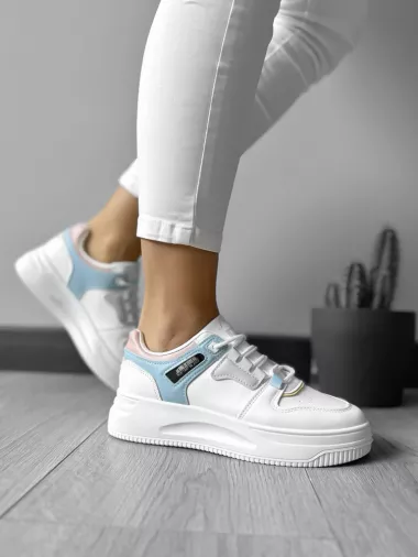 Adidasi dama casual cu talpa inalta, turcoaz CL2407 T3-1