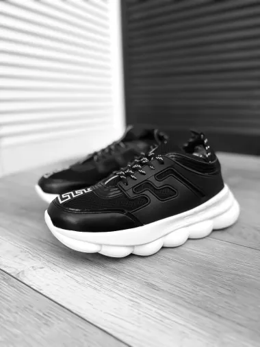 Adidasi barbati casual negri cu alb H03 N4-4