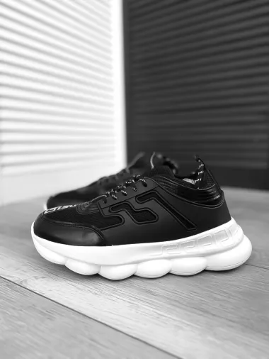 Adidasi barbati casual negri cu alb H03 N4-4