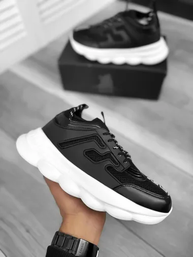 Adidasi barbati casual negri cu alb H03 N4-4