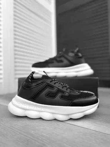 Adidasi barbati casual negri cu alb H03 N4-4