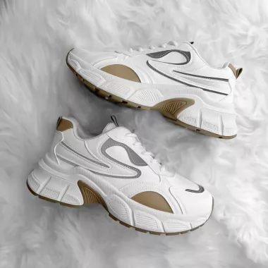 Adidasi dama casual albi cu maro 558 T6-3