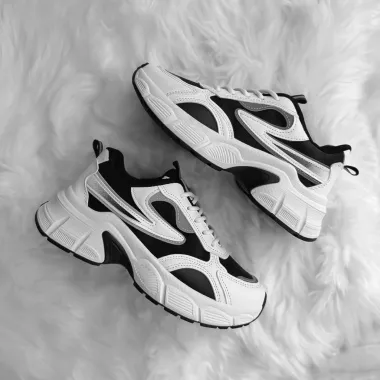 Adidasi dama casual albi cu negru 558 T6-3