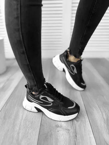 Adidasi dama casual negri cu alb 558 T6-3