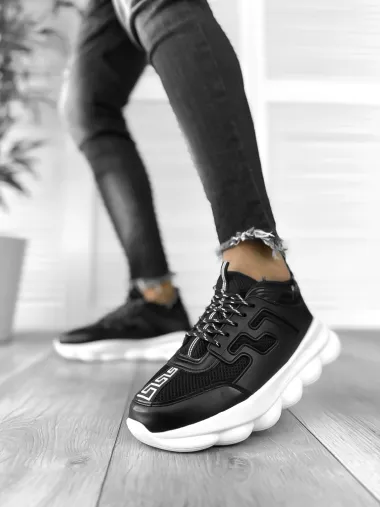 Adidasi barbati casual negri cu alb H03 N4-4