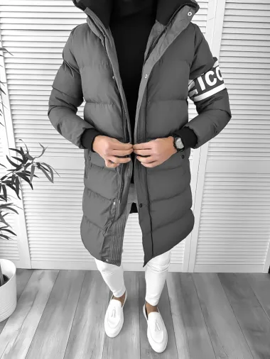 Geaca barbati groasa gri inchis de iarna 9020 D1-4