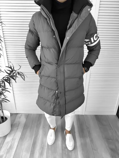 Geaca barbati groasa gri inchis de iarna 9020 D1-4