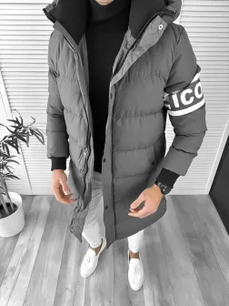 Geaca barbati groasa gri inchis de iarna 9020 D1-4