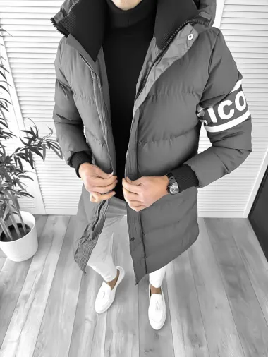 Geaca barbati groasa gri inchis de iarna 9020 D1-4